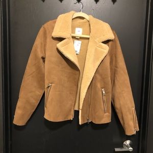 H&M faux suede and fur jacket